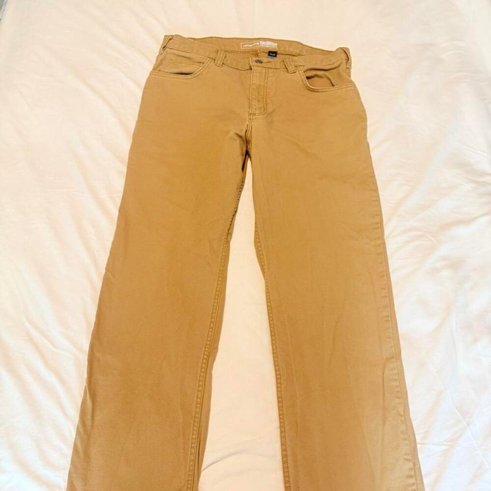 Men’s Cartthart 34/30 utility pants in camel color